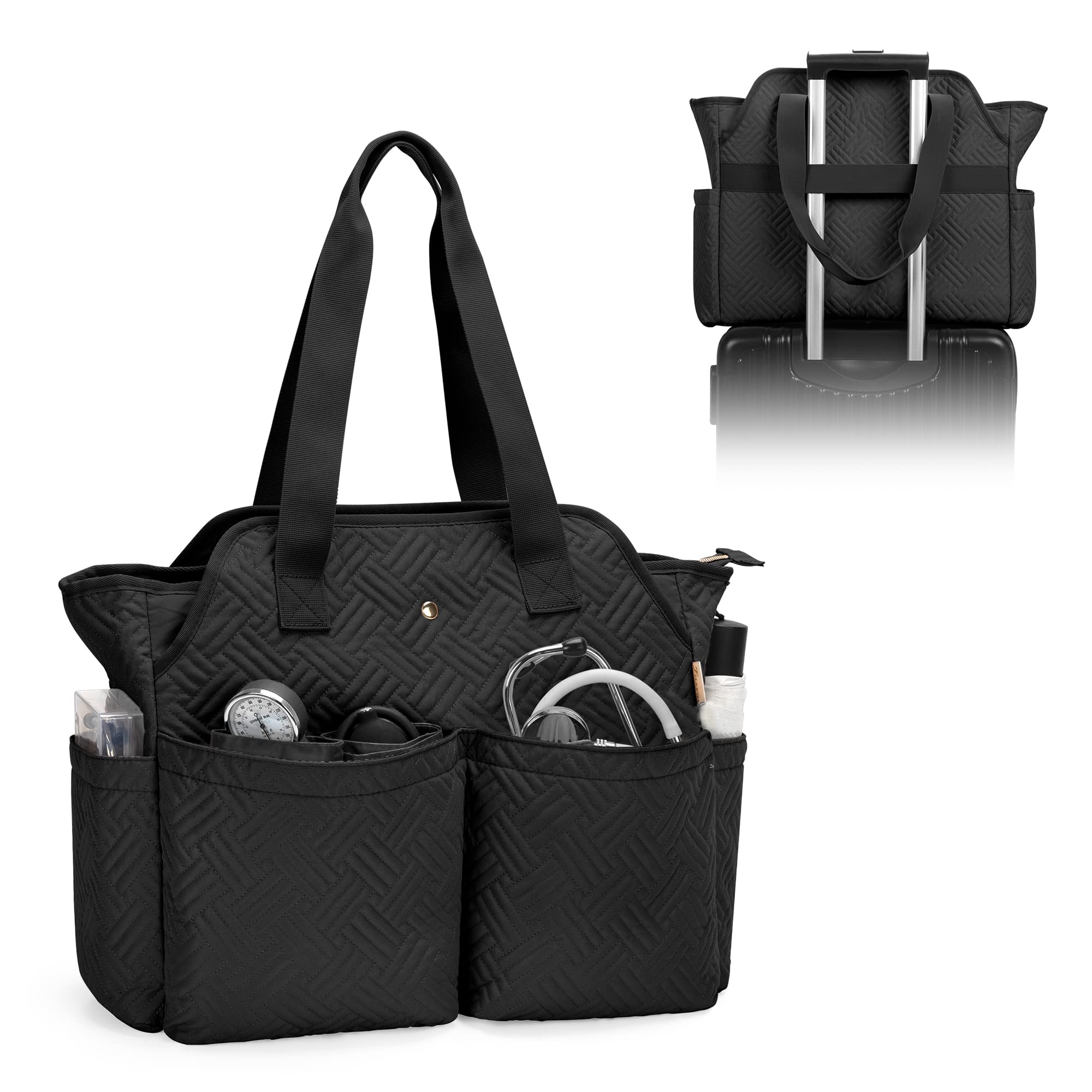 Fasrom Bolsa Enfermera con Compartimento Portátil para Estudiantes | Funda Acolchada 15.6", 2 Capas Separadas, 3 Portaboligrafos, 4 Bolsillos Internos y Externos, Estudiantes, Medicos