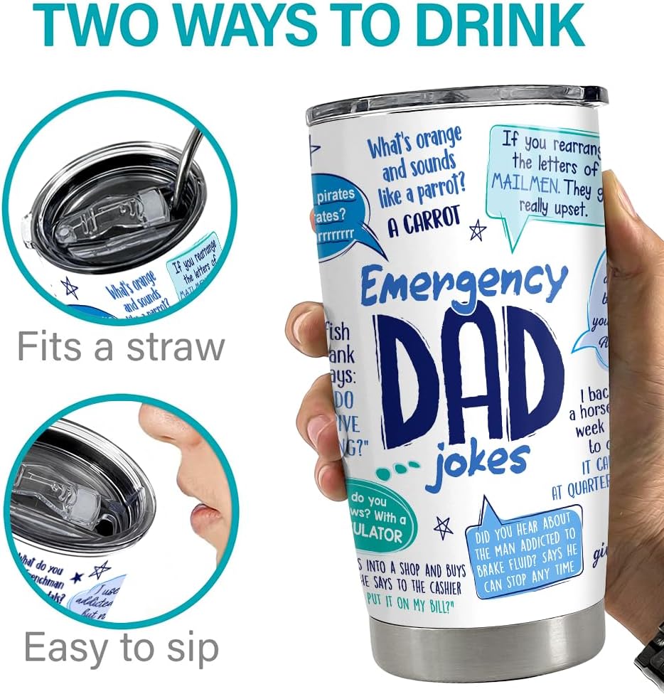 SANDJEST Tumbler For Dad 20oz Dad Jokes Stainless Steel Insulated Tumblers Coffee Travel Mug Funny Cup Gift for Dads Father Papa Birthday Christmas - Image 7