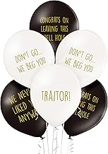 Office Leaver Funny Balloons - Pack of 12 Premium White And Black Balloons For Leaving Work, Good Luck