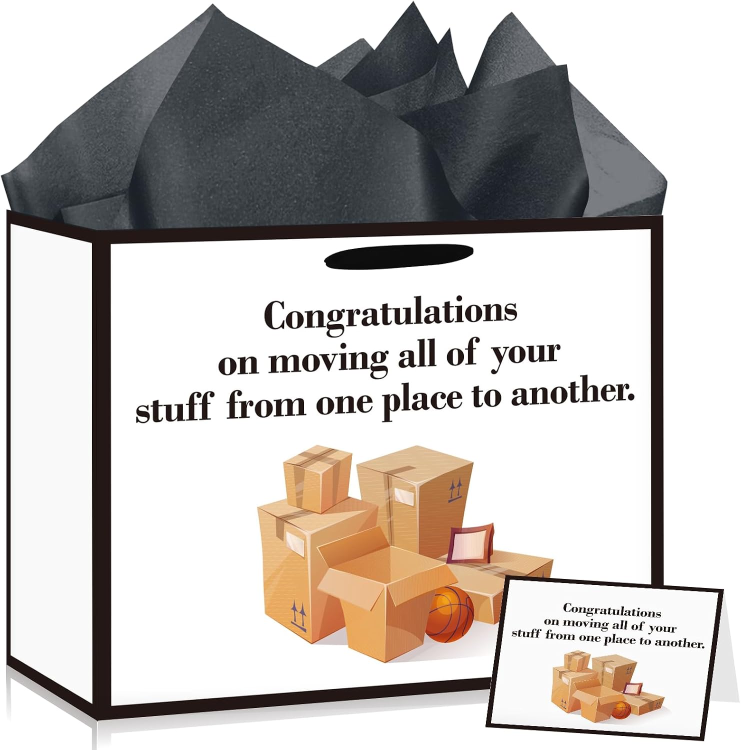 WRAP IT! -  Funny Moving Gift Bag for Him Her Congrats New Home Bag with Tissue Paper product image