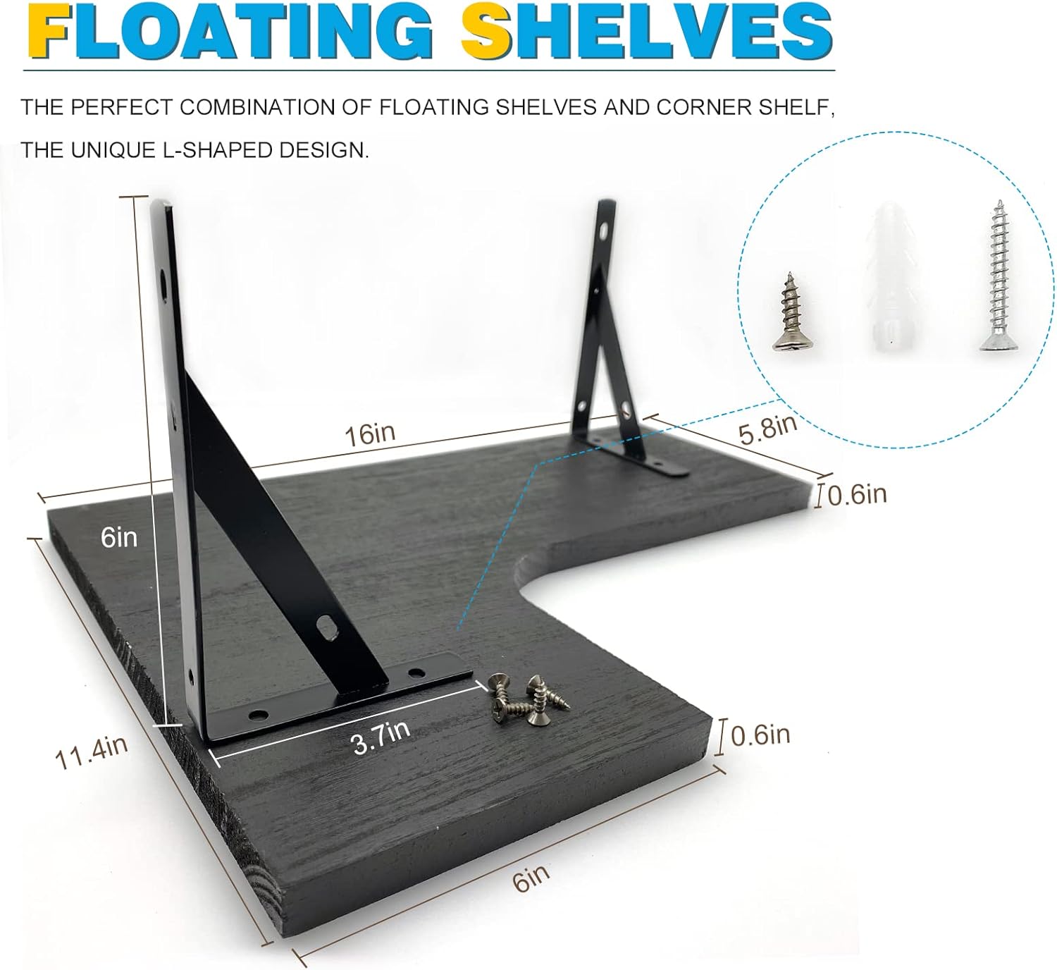 Buy Asvor Clark Black Corner Floating Shelves, Floating Corner Shelf