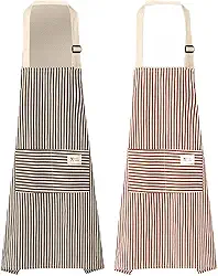Pacote com 2 aventais de cozinha, babador ajustável, cozinha para mulheres, cozinha, cozinha, cozinha, cozinha, churrasco, limpeza vermelha + café, Vermelho + café