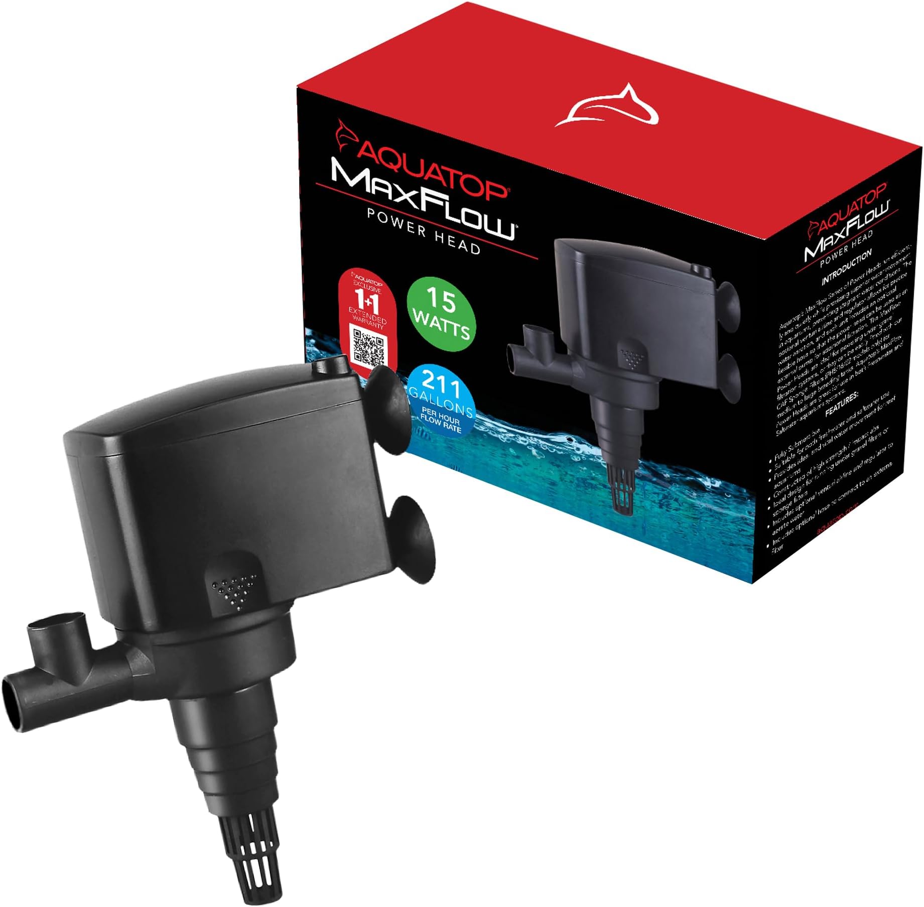 MaxFlow 211 GPH Submersible Aquarium Power Head – High-Performance Water Pump – Quiet & Efficient – Ideal for Freshwater & Saltwater Aquariums