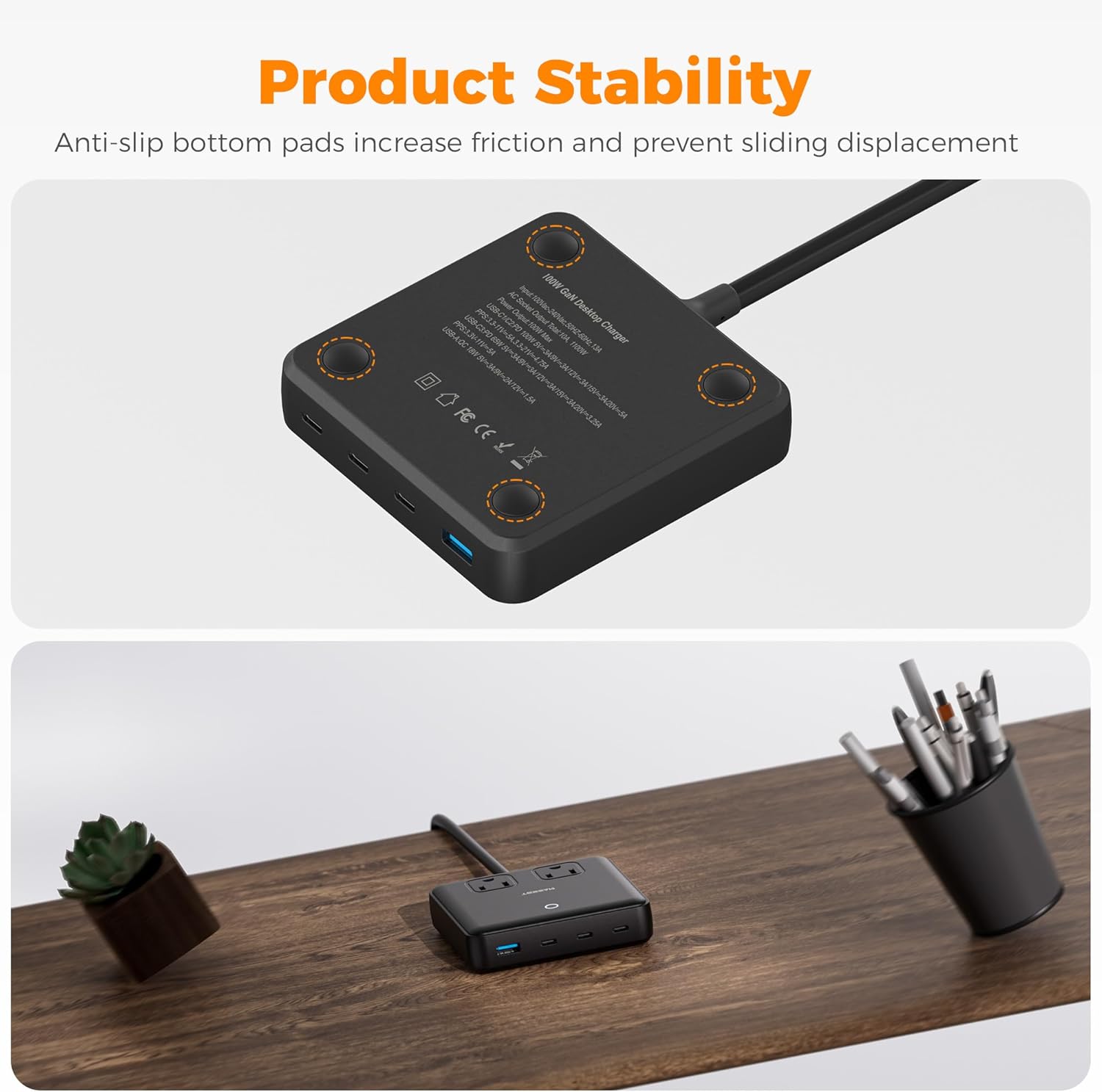 TESSAN Charging Station PD 100W for Multiple Devices, 6-in-1 USB C Charger Block Compatible with iPhone 17/16, MacBook, Charging Dock with 3 USB-C, 1 USB-A & 2 AC, Home Office Travel Accessories