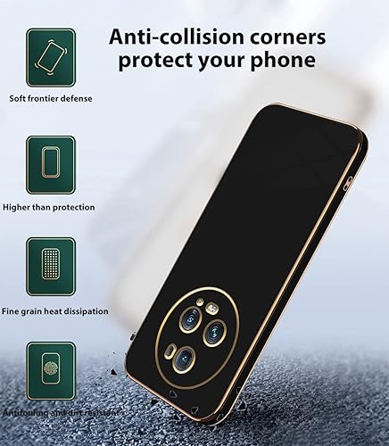 Miniatura 5 de Compatible con Honor Magic 5 Pro Funda de silicona rosa, chapado Honor Magic 5 Pro, funda delgada y suave a prueba de golpes (negro)