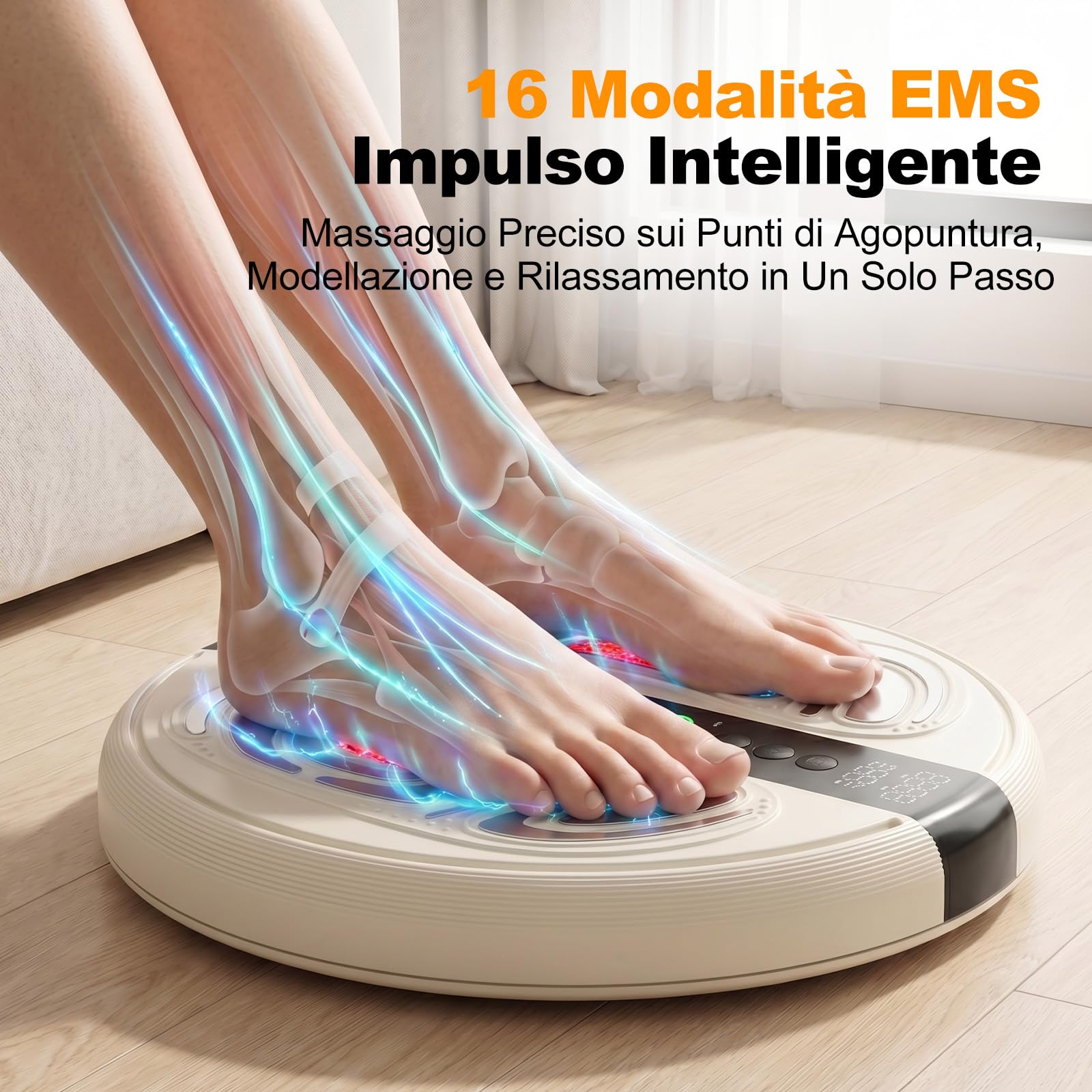 Massaggiatore per piedi 3 in 1 EMS, modellazione e tonificante, stimolatore della circolazione sanguigna, gambe con luce infrarossa da 660 NM, massaggiatore elettrico per piedi, allevia neuropatia