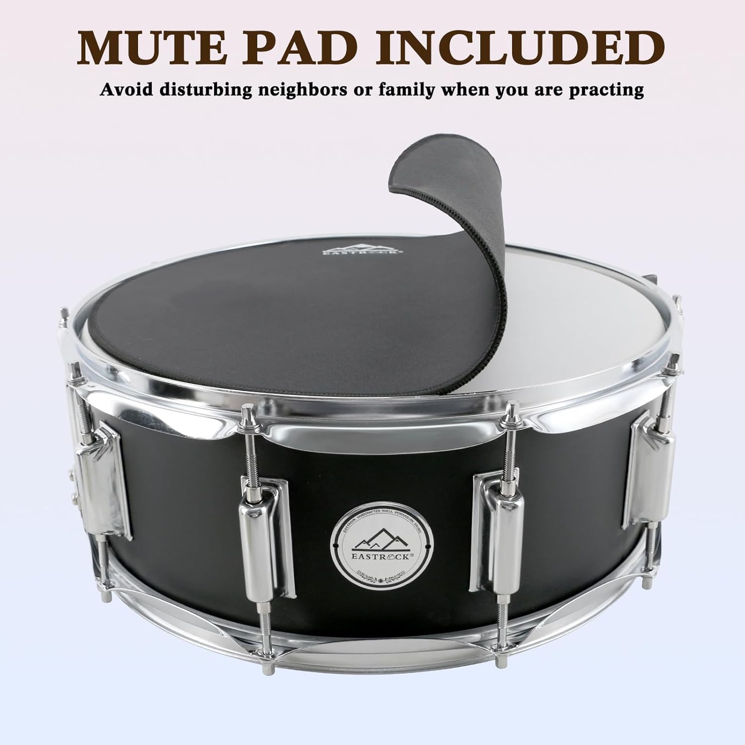 EASTROCK Snare Drum 14X5.5 Inches for Student Beginners with Gig Bag, Drumsticks, Drum Keys, Coated Material Drum Head, Matte Finish Black