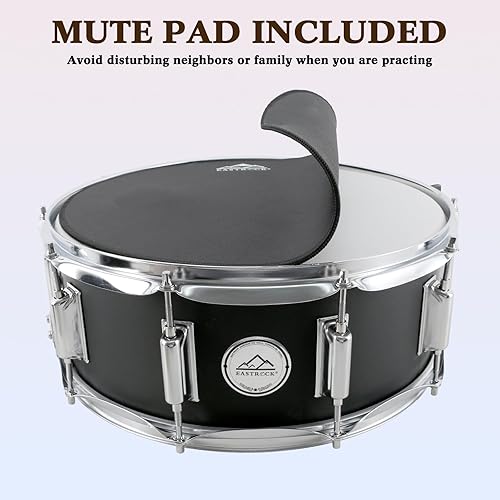 Miniatura 48 de EASTROCK Juego de batería de caja de 14 x 5.5 pulgadas para estudiantes principiantes con bolsa de concierto, baquetas, soporte, llaves de batería