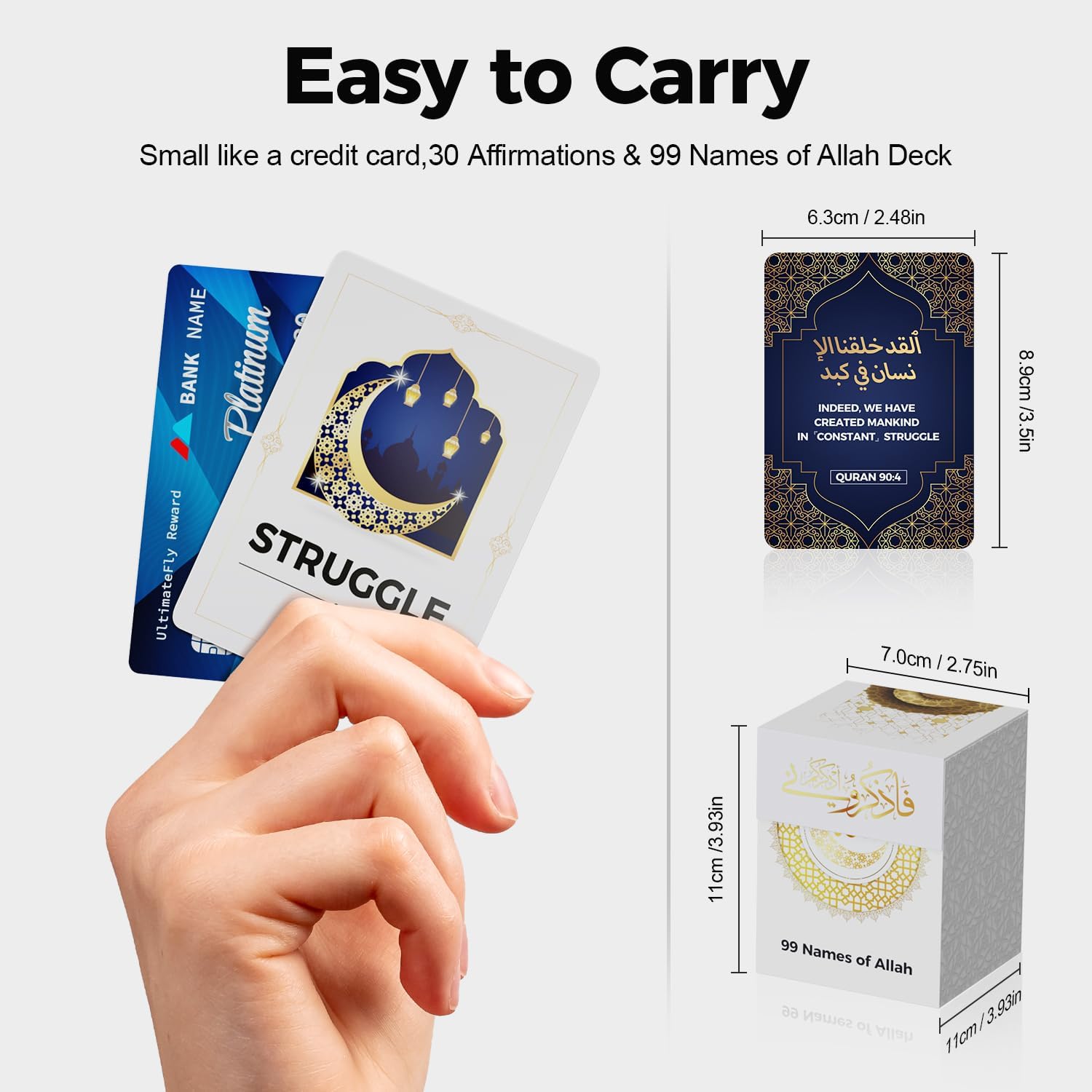 30 Days of Barakah Islamic Affirmation Cards & 99 Names of Allah Deck Dual Language Quranic Verses, Spiritual Cards for Encouragin & Learning Gift for Meditation, Ramadan, Eid, Daily Inspiration - Image 2