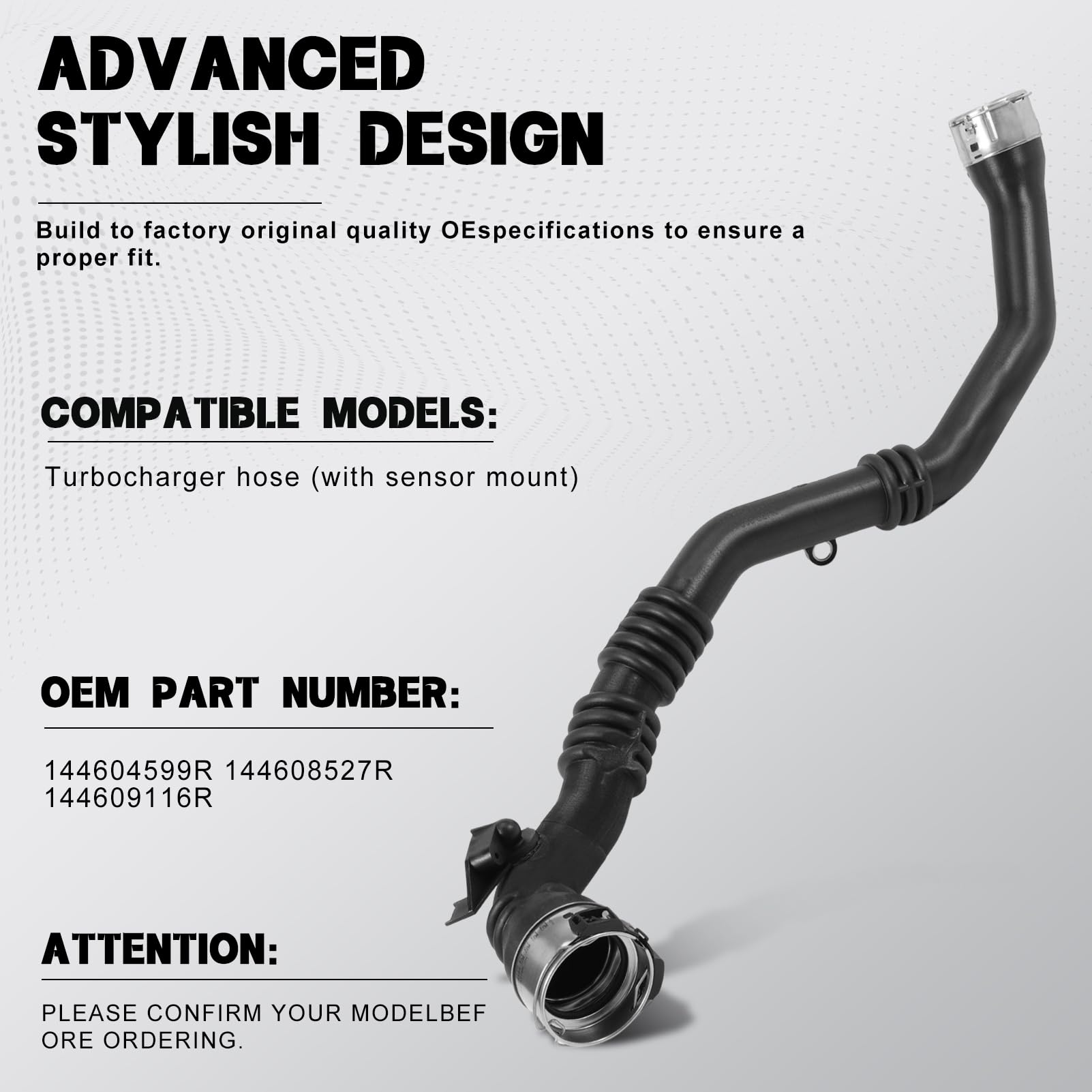 Tubo Flessibile Intercooler Turbo Compatibile Con Dokker Duster Lodgy Logan II Sandero II Captur I Clio Iv 1.5 Dci Tubo Flessibile Aria Turbocompressore Con Staffa Sensore 144604599R