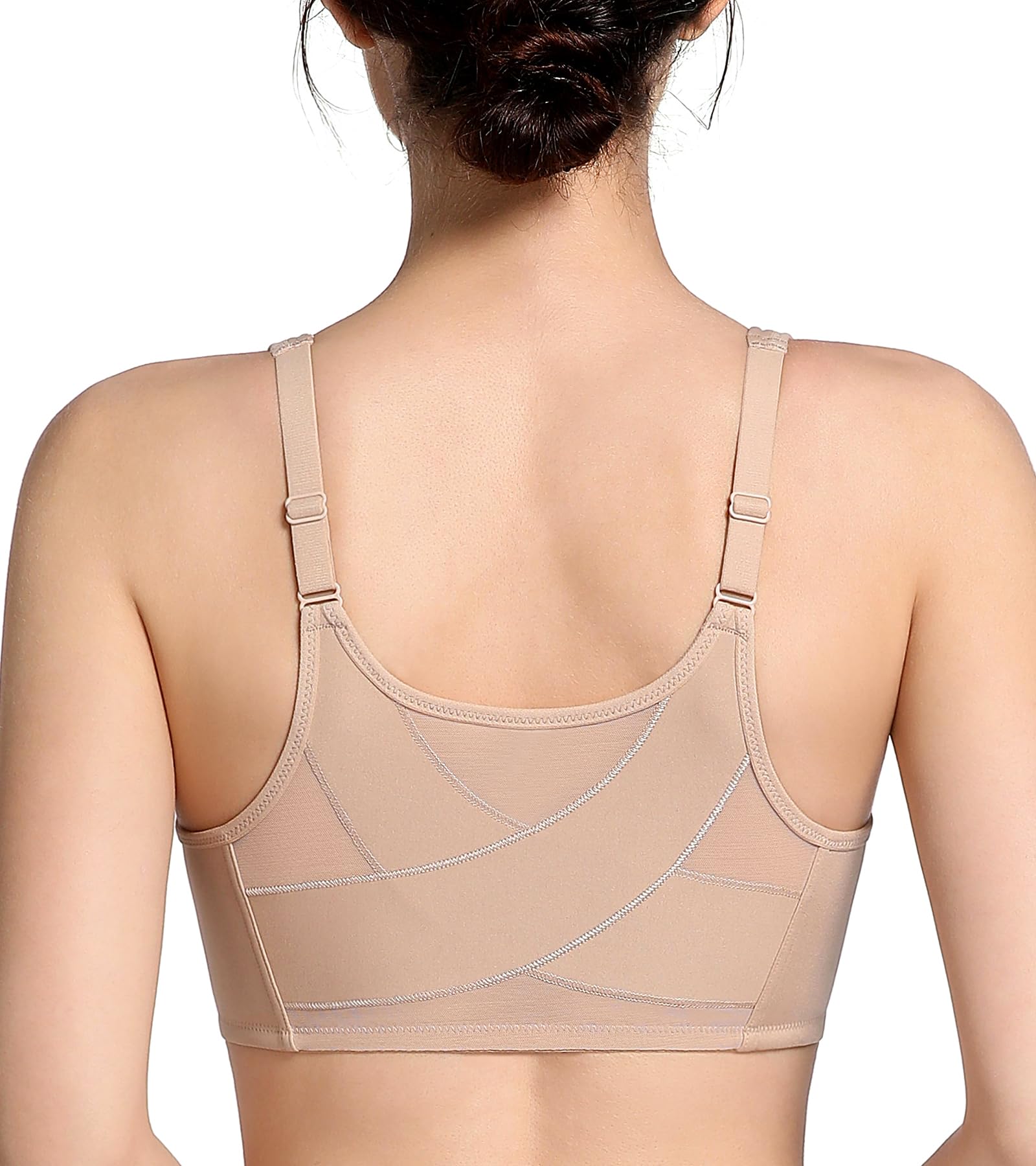 Lemorosy Soutien-Gorge Femme Classique Fermeture Devant à Armature Bonnet Complet Col en V Confortable