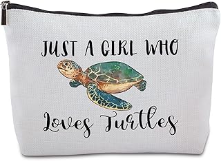 Sea Turtle Gifts for Women Just a Girl Who Loves Turtles Zipper Travel Cosmetic Bag Birthday Christmas Gifts for Girls Turtle Lover Animal Lover