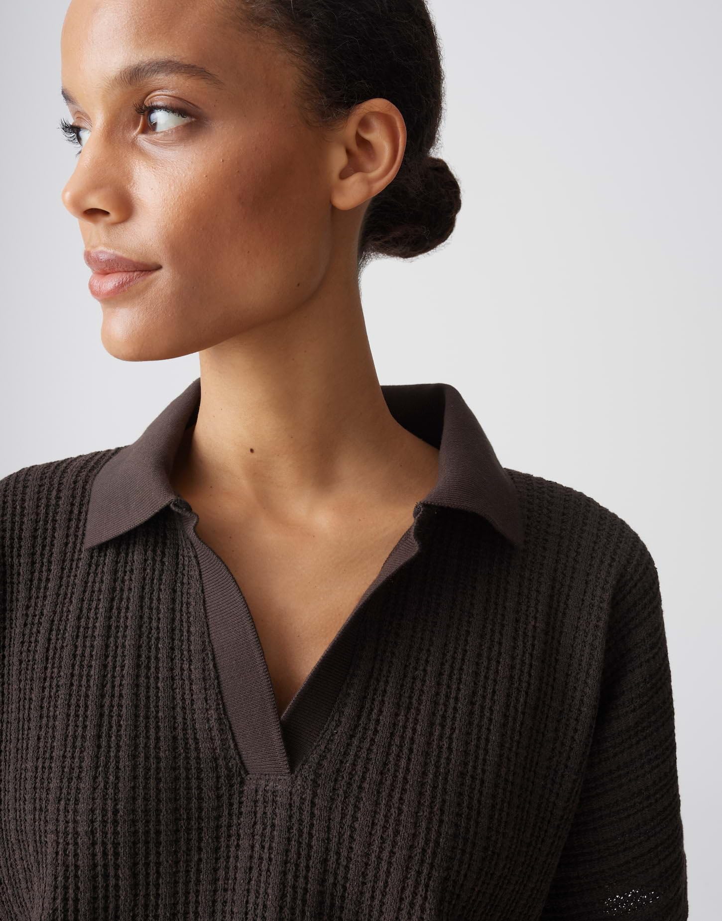 OPUS Damen Kurzarmshirt | Poloshirt in luftiger Strickoptik Loose Fit