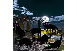 6 Pack Glowing Black Cats Halloween Outdoor Decorations