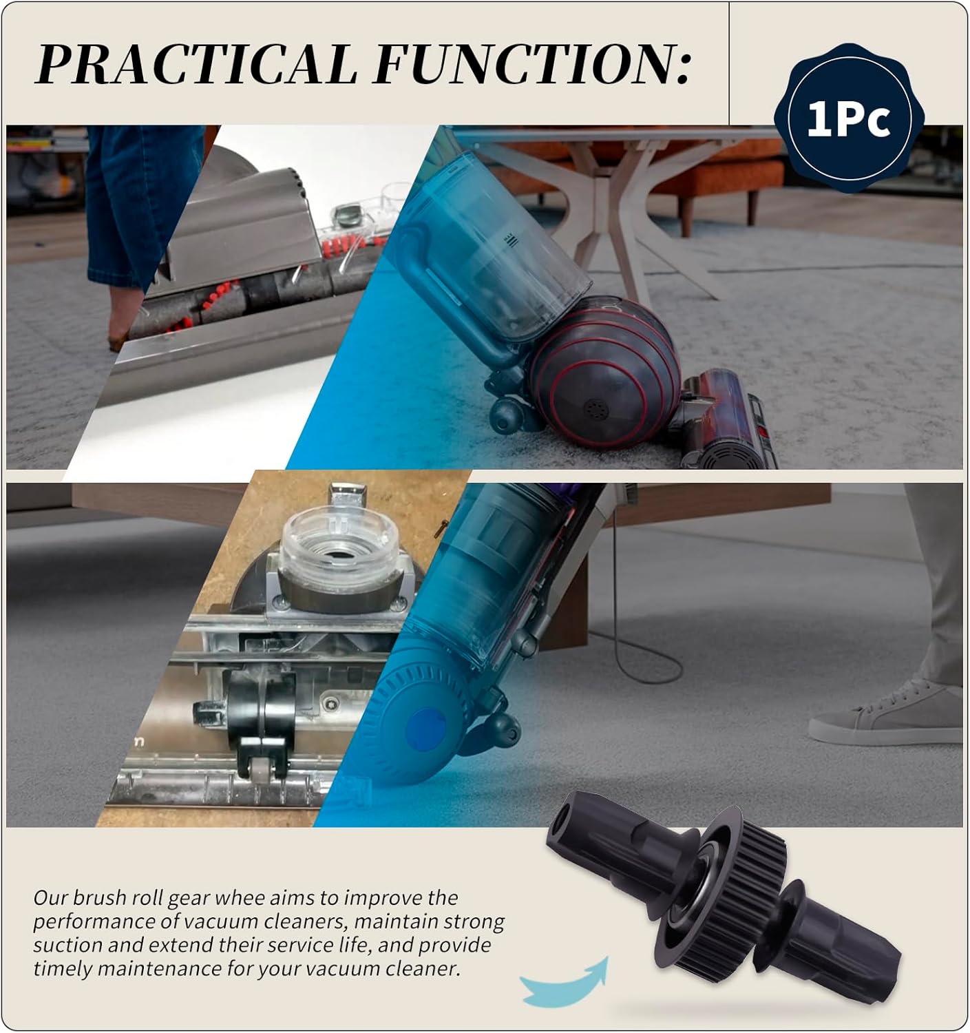 1Pcs Brush Roll Center Gear Wheel Compatible with Dyson UP13 UP14 UP19 UP20 DC40 DC41 DC65 DC66 DC77