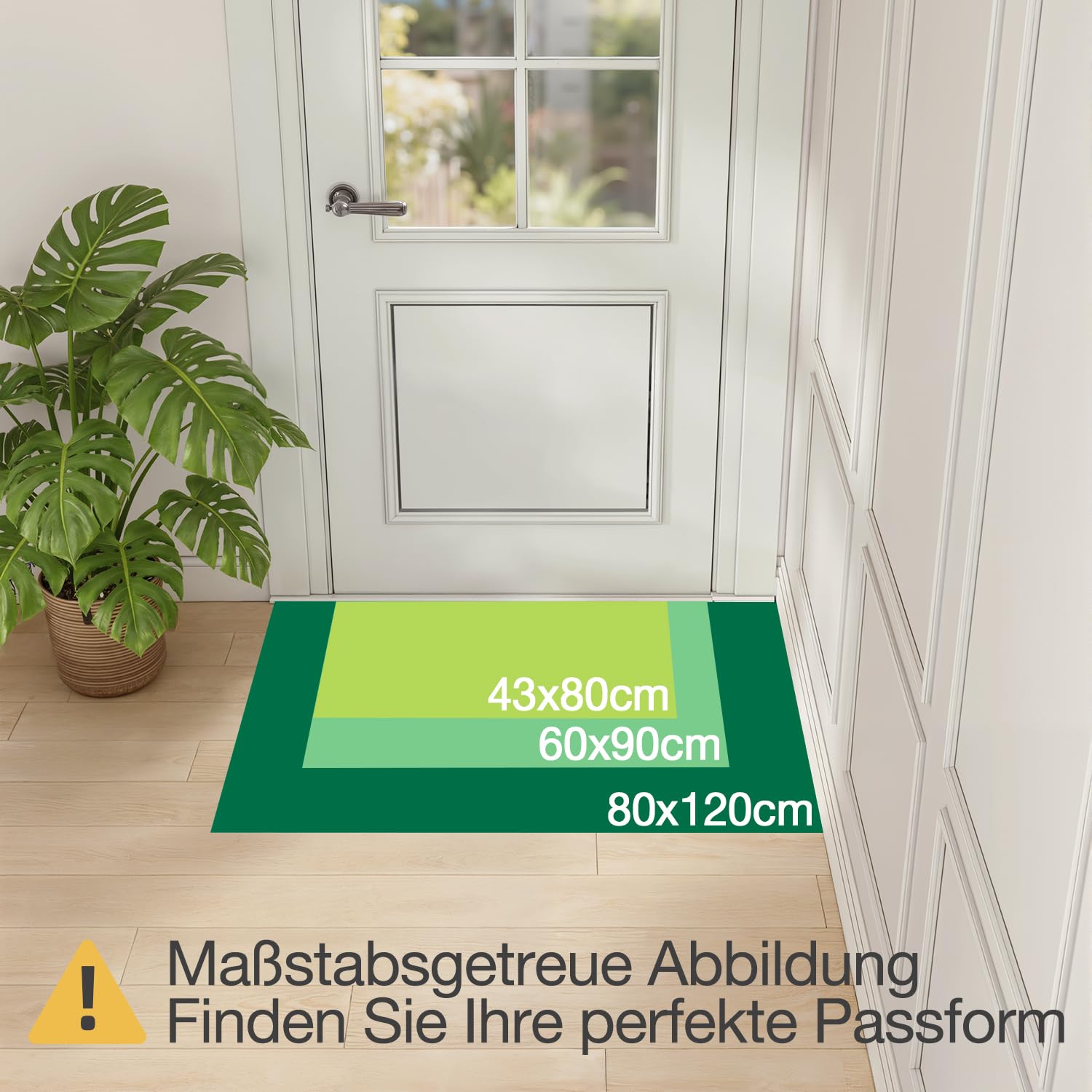 LUMI Schmutzfangmatte 80x120cm, Fußmatte Innen, rutschfest Beige | Fängt Schmutz und Feuchtigkeit auf, extra flach ohne Türblockieren, leicht zu reinigen, haustierfreundlich, Leinenoptik