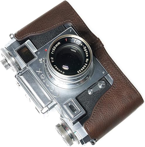 Miniatura 4 de Hecho a mano cuero auténtico medio cámara caso bolsa cubierta para ZEISS IKON CONTAX IIIA IIA película cámara color café
