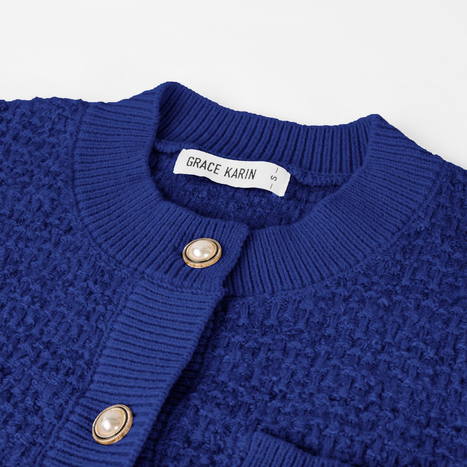 GRACE KARIN Cárdigan de punto para mujer, manga larga, botones, casual, con bolsillos, para otoño e invierno