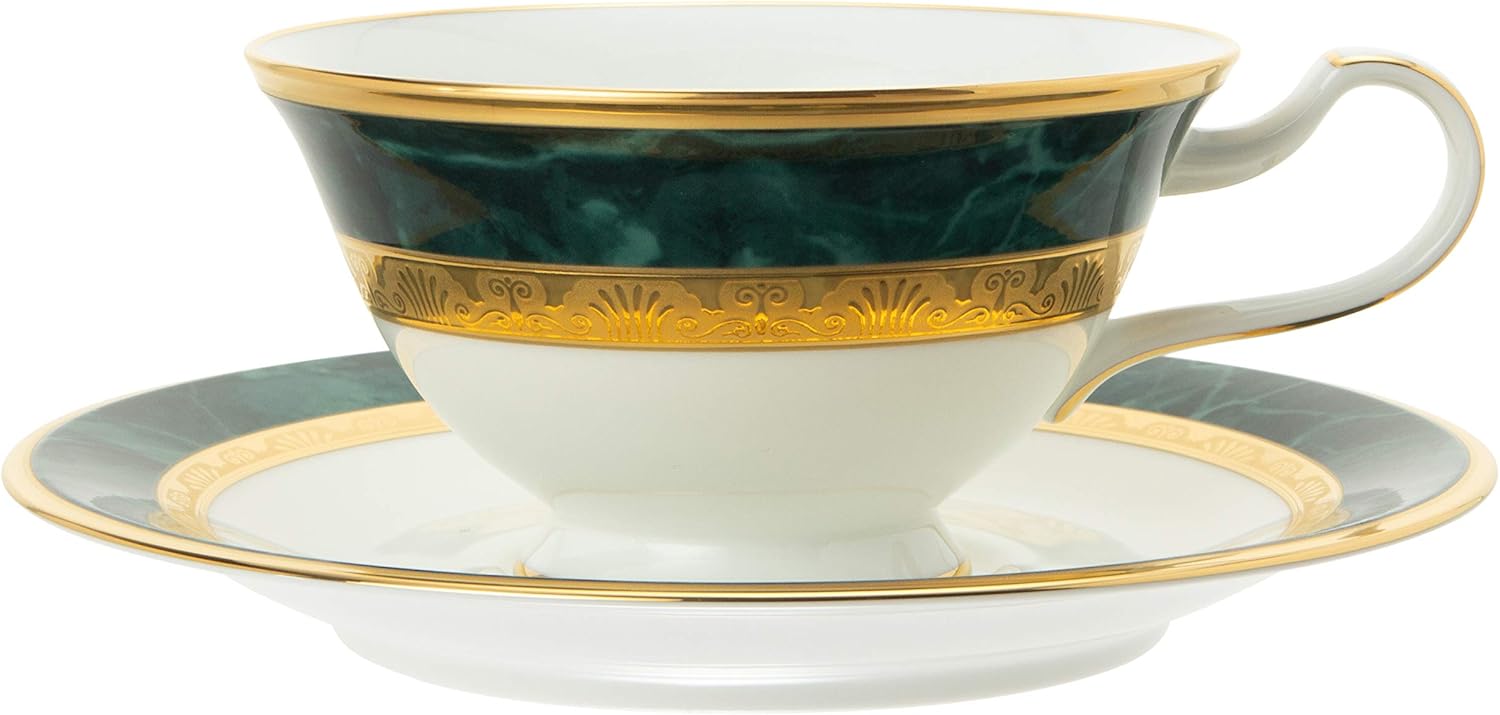 Noritake T59587/4712 Cup & Saucer (Both Coffee and Tea) 220cc Fitzgerald Green Bone China