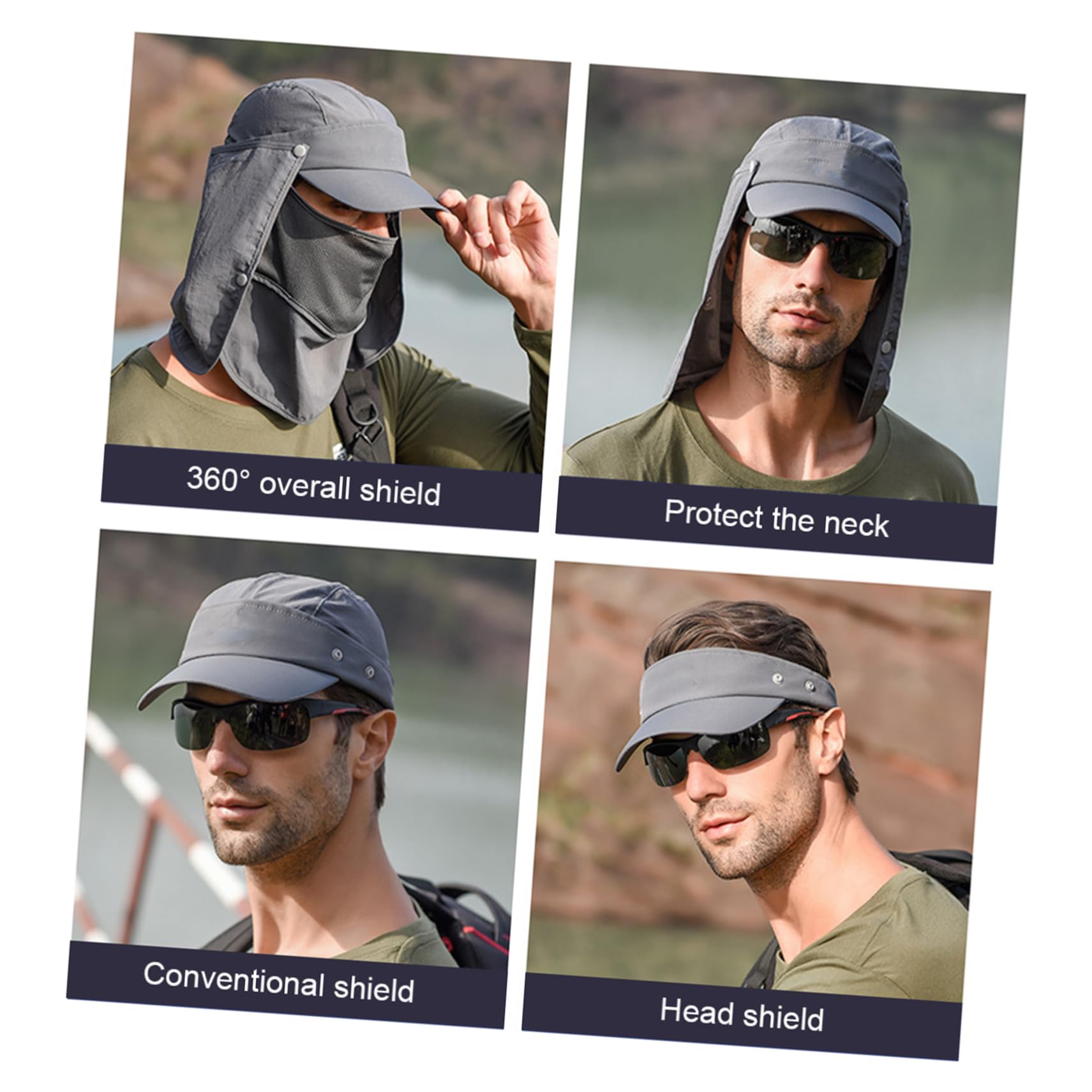 Gesichtsschutzmaske zum Angeln Kappen Sonnenhut mit Solarventilator mundschutzmasken Abdeckkappe für Anti-UV-Maske atmungsaktive Nackenschutzmütze Dark Grey