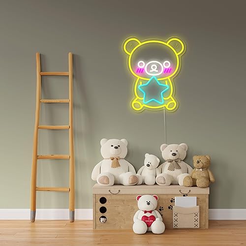 Miniatura 7 de Bonito letrero de neón de oso para decoración de pared, lámpara LED alimentada por USB, para dormitorio, sala de estar, fiesta, bar, decoración de