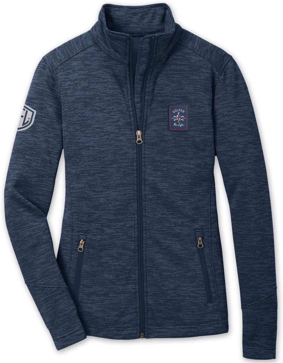 AMERICAN-BRANDS GOLFER FOR LIFE Women's Mr Tee Rectangle Striped Fleece Jacket