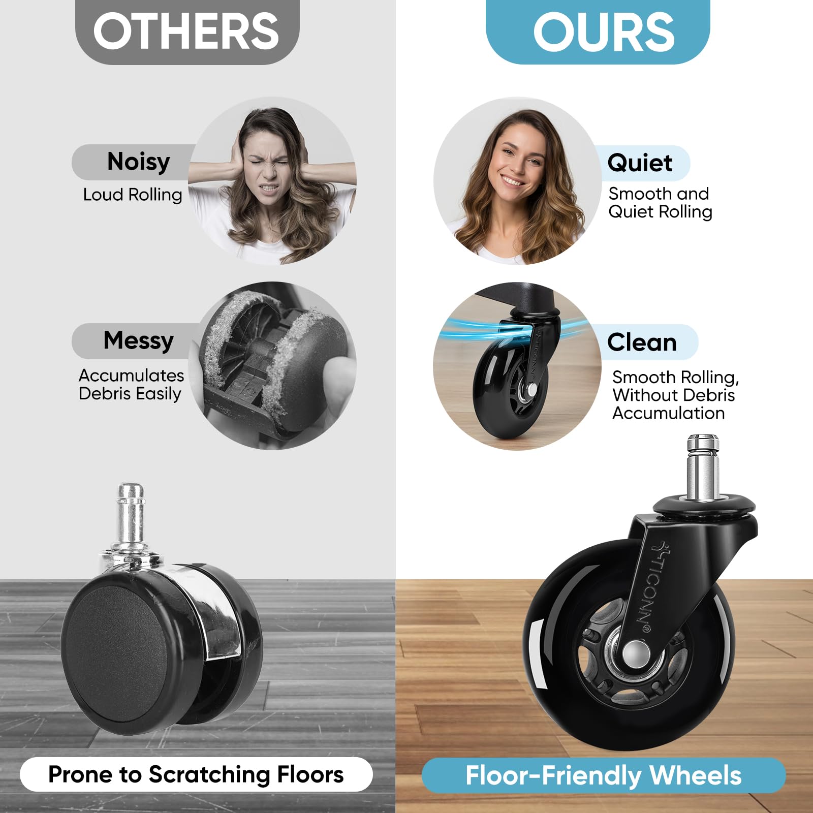 Office Chair Wheels - 3" Caster Set -7 Office Chair Wheels - 3" Caster Set -7
