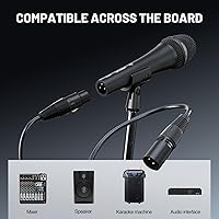 Vista 7 de Phenyx Pro Micrófono vocal, micrófono dinámico supercardioide con cable XLR de 16.4 pies, clip de micrófono, bolsa de almacenamiento, micrófono