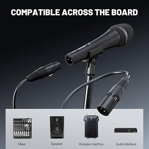 Miniatura 7 de Phenyx Pro Micrófono vocal, micrófono dinámico supercardioide con cable XLR de 16.4 pies, clip de micrófono, bolsa de almacenamiento, micrófono de