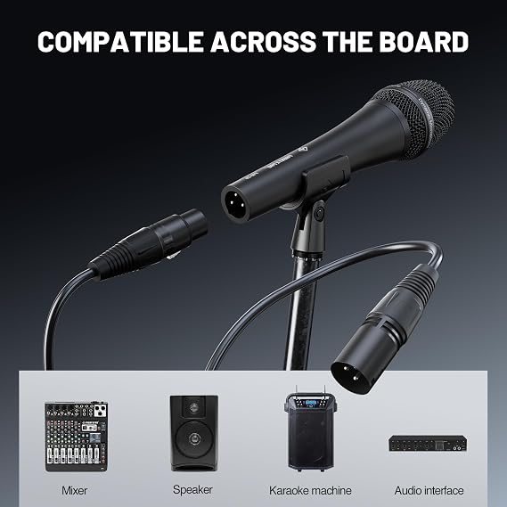 Phenyx Pro Vocal Microphone Super Cardioid Dynamic Microphone 16.3ft XLR Cable Mic Clip Storage Bag Wired Handheld Microphone for Singing Stage Studio Karaoke PM-26