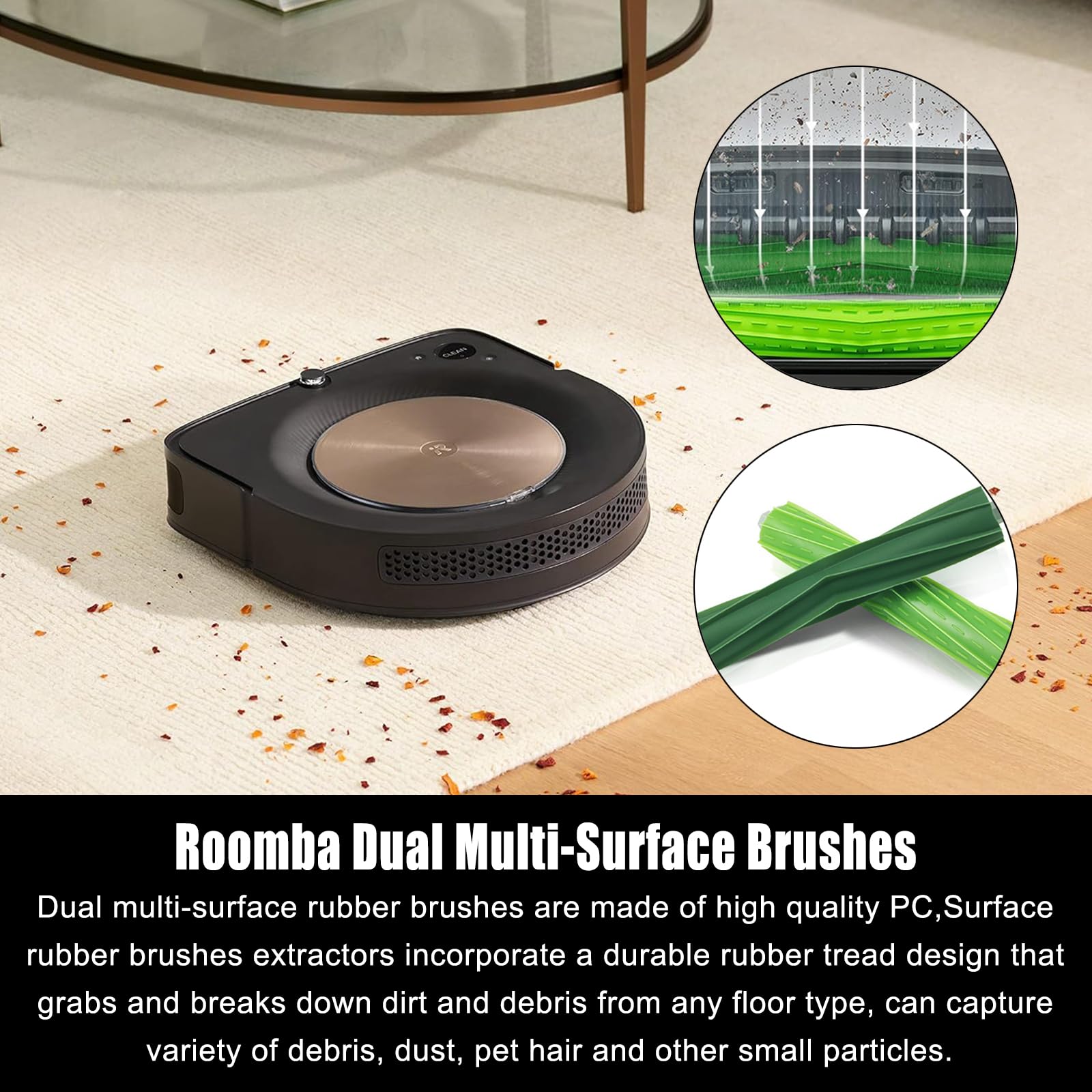 Replacement Parts Fit for iRo-bot Roomba s9 9150 s9 s9 Plus 9550 s Series Wi-Fi Connected Robot Vacuum Kits2 Rubber Brushes 6 Filters 8 Side Brushes product thumbnail 5