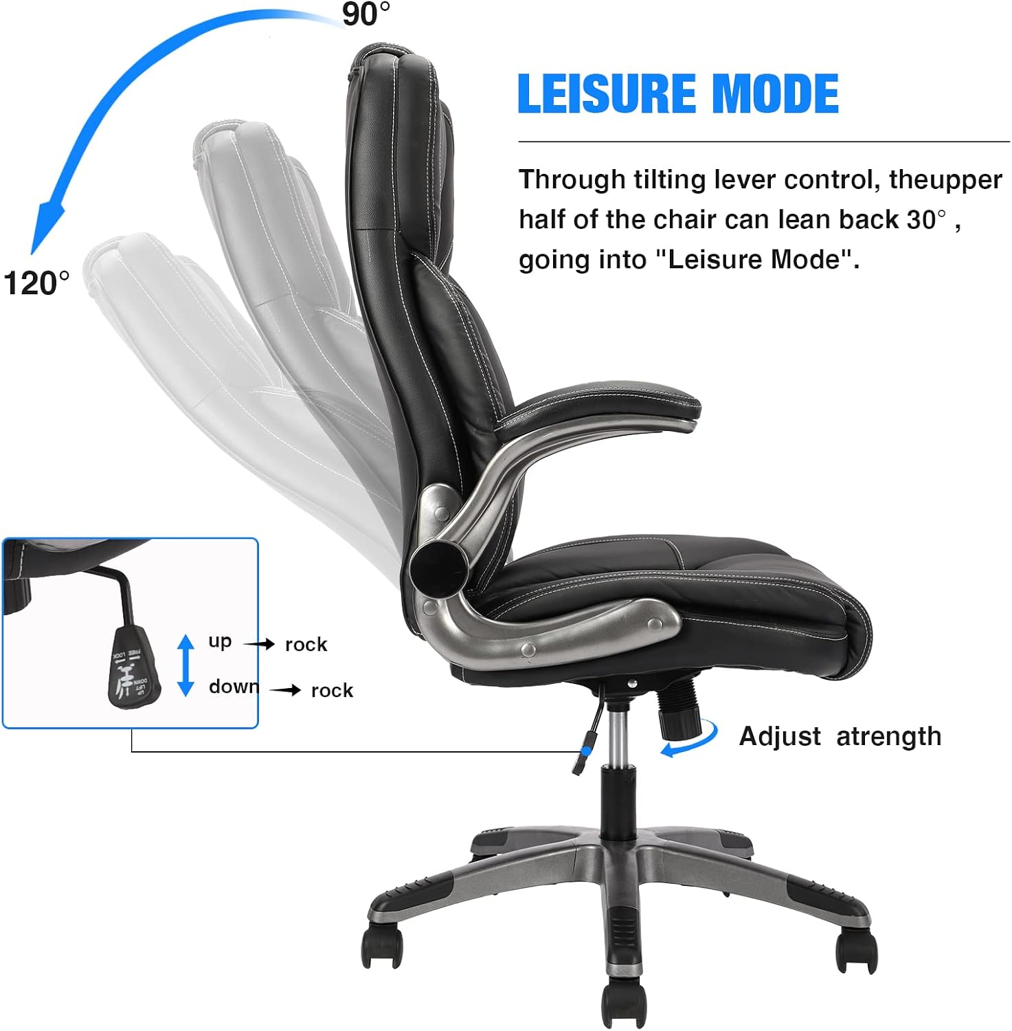 REFICCER Executive Home Office Chairs, Ergonomic High Back Swivel Computer Desk Chairs with Flip up Arms and Height Adjustment, Office Task Desk Chair Swivel Home Comfort Chairs (9301 Black)