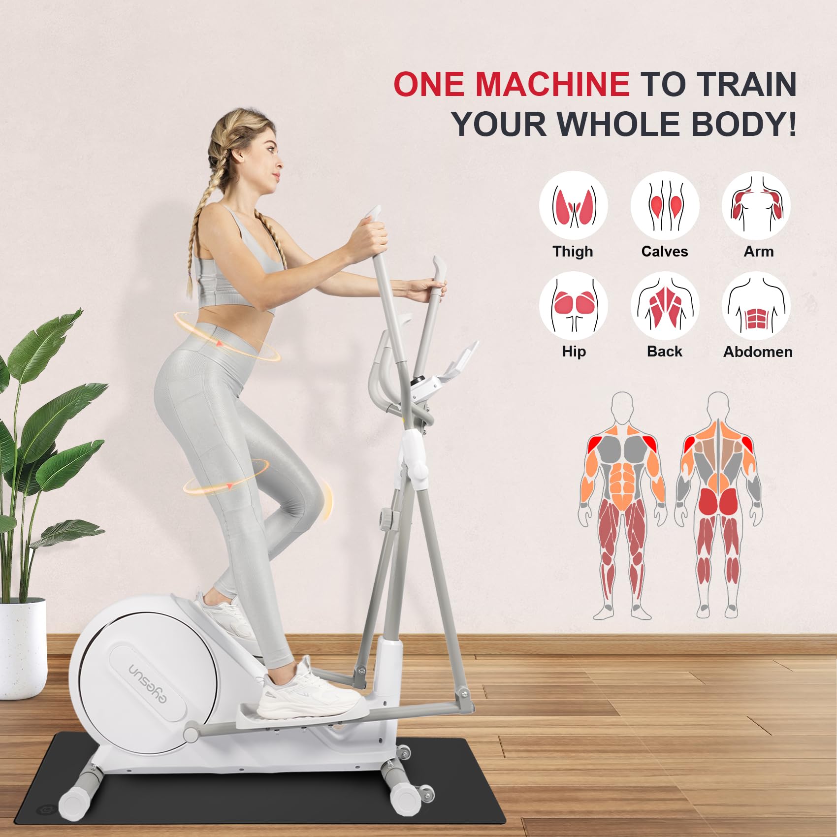 Condition photo showing New/Like New for elliptical training machines,elliptical exercise machine for home with hyper-quiet magnetic driving system, elliptical trainer/330 lbs loading capacity