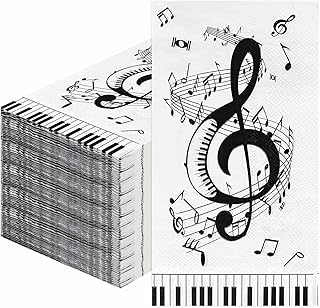 SietDESEO 50 Pieces 3-ply Music Note Napkins 13 x 15.7 Inch Guest Bathroom Napkins Disposable Hand Towels for Bathroom Wedding Birthday Music Themed Party Paper Dinner Napkin