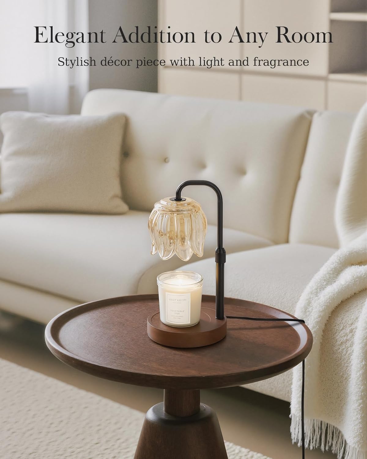 Nacial Candle Warmer Lamp with Timer Dimmer, Valentines Day Gifts for Her Women Wife Mom Girlfriend Birthday Gifts House Warming Home Decor, Candle Warming Lamp Adjustable Height, Embossed Walnut Base