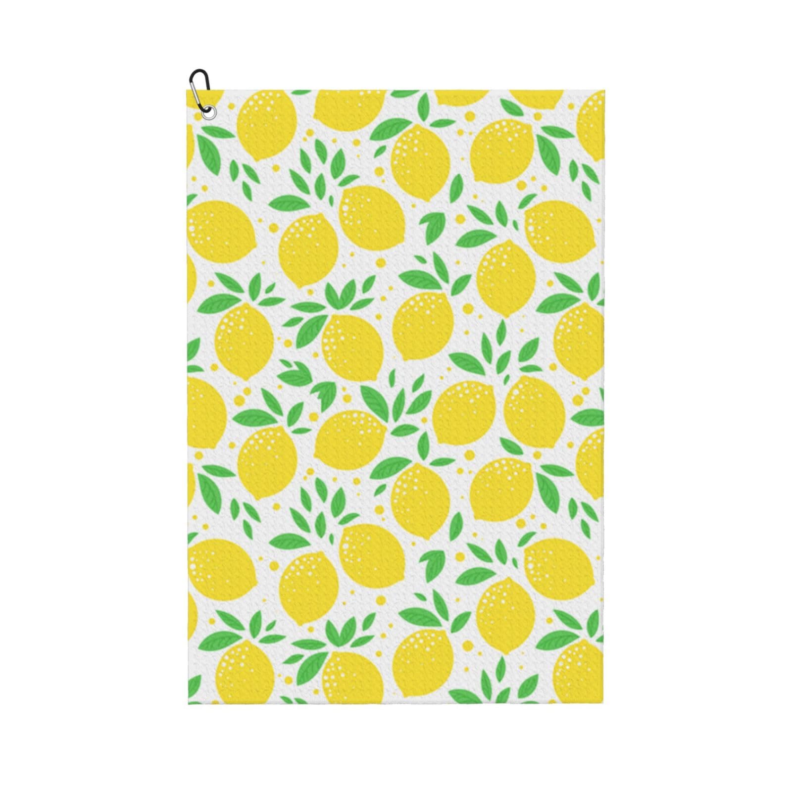 Hnnkloy Green Leaf Yellow Lemon Pattern, 16x24 in Portable Waffle Golf Towels with Carabiner Clip for Golf Bag