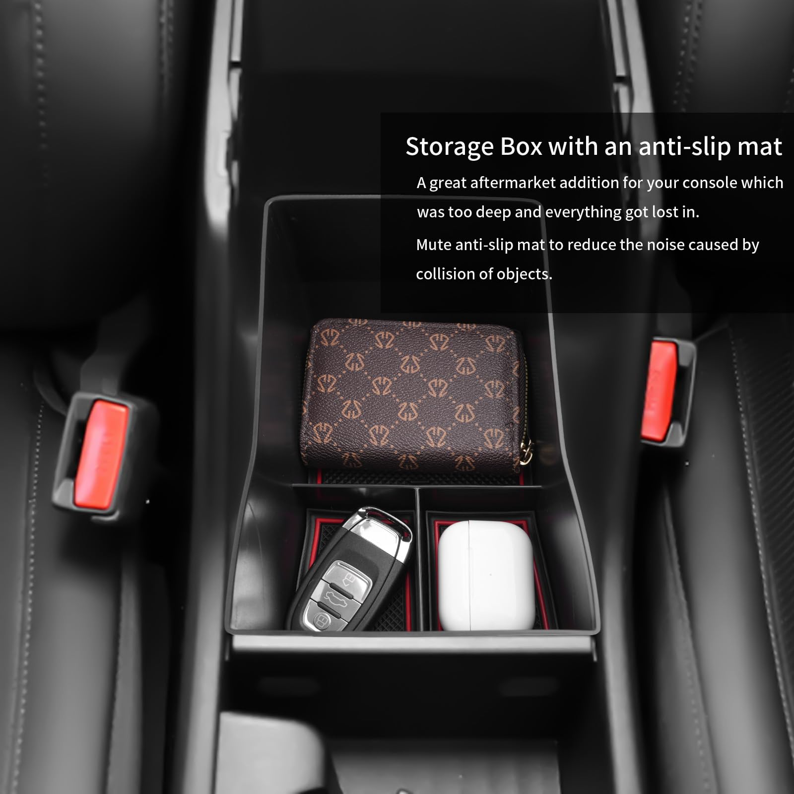 Organizer Per Hyundai Kona 2024 - Vano Portaoggetti Con Base Antiscivolo, Colore Rosso - Foto 6