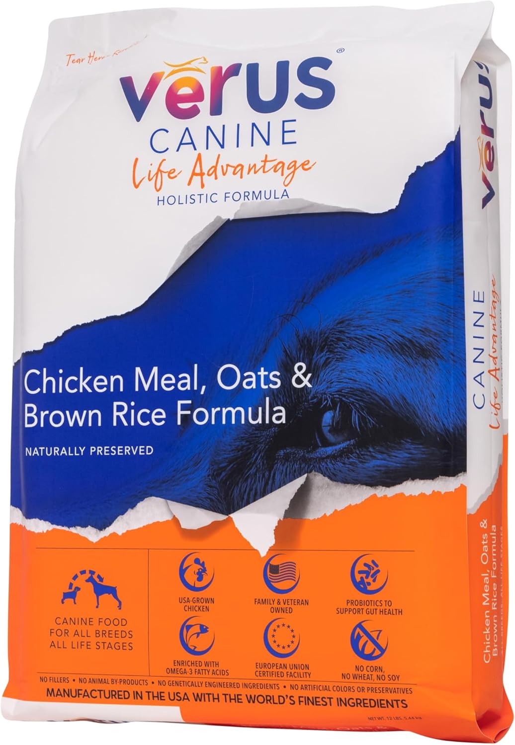 VeRUS Pet Foods Dry Dog Food Chicken, Life Advantage Formula 12lb Bag