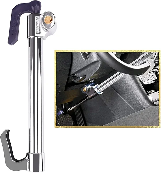 Tevlaphee Universal Steering Wheel Brake Lock Anti-Theft Retractable Double Hook Car Clutch Pedal Lock for Car Truck SUV Van Security with 3 Keys Max length of 33.5"