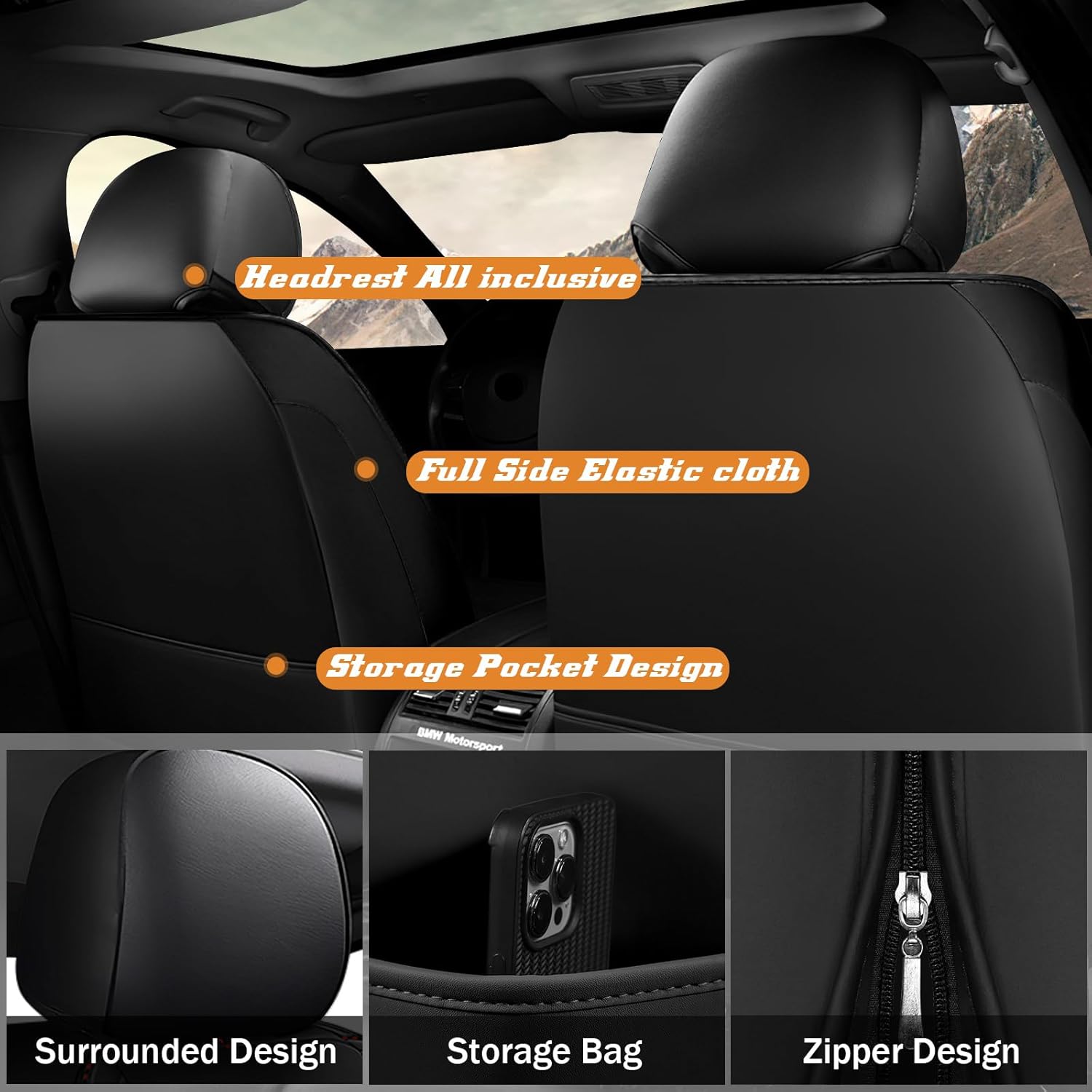 Car Seat Cover 7 Seats for Subaru Ascent 2019-2025, Premium Nappa Leather Sport Seat Cover, Waterproof and Durable, Airbag Compatible with Car Seat Protectors (Standard,Black)