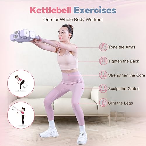 Miniatura 5 de Juego de 2 mancuernas ajustables 4 en 1 para mujer, con ajuste rápido, juego de pesas de mano de 2, 3, 4 y 5 libras para gimnasio en casa y