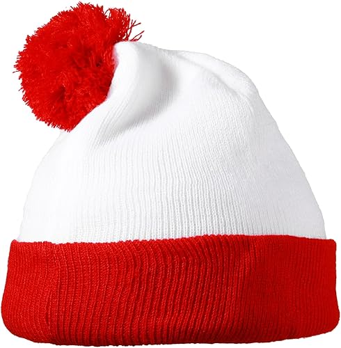 Miniatura 4 de Yaomiao Gorro de Navidad rojo y blanco, gorro de punto con pompones, gorro de invierno de Navidad para hombres, mujeres y adultos
