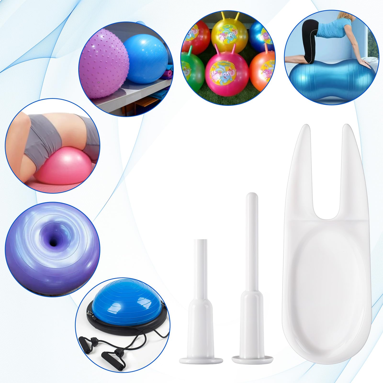 JJUNW Lot de 24 bouchons de rechange pour balles de yoga et extracteur de prise, kit d'adaptateur pour ballon d'exercice de fitness, lit gonflable, piscine