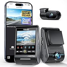 Dual Dash Cam Front and Rear VIOFO 2K + 2K 5GHz Wi-Fi GPS Camera for Cars, 2.4” LCD, Buffered Parking Modes, Voice Notification, WDR Super Night Vision, Motion Detection, Emergency Lock(A229 Duo)