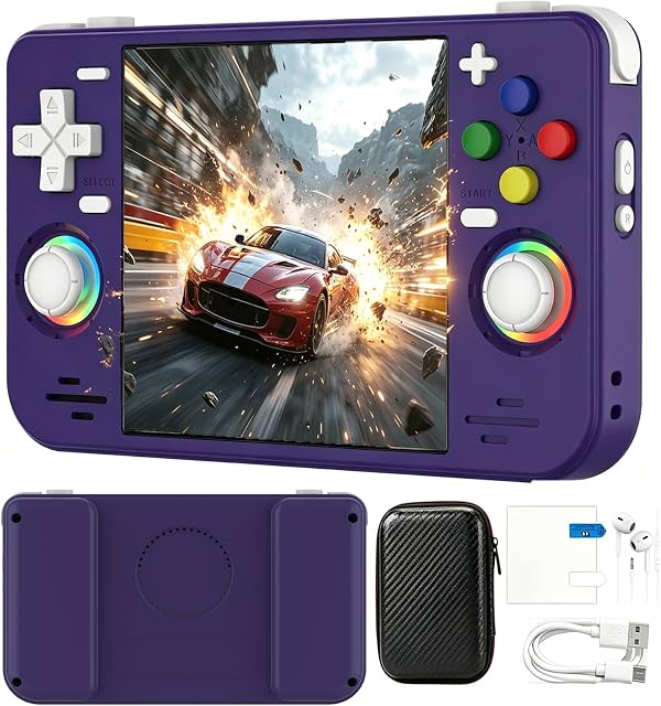 Consola de juegos retro portátil RF40H, pantalla IPS de 4 pulgadas 720*720, más de 22000 juegos con tarjeta TF de 128G, batería de 4000mAh, más de 25 emuladores, sistema Linux, audífonos alámbricos de 3.5mm