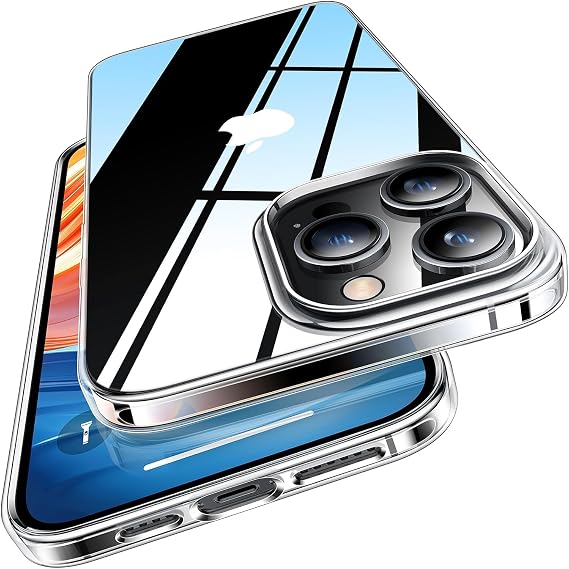 UltraGlass for iPhone 15 Pro Case Clear [Diamond Armor Military Shockproof] Protective Glass Durable Hard Back, Anti-Fingerprint, Sturdy Case for iPhone 15 Pro Cover Transparent