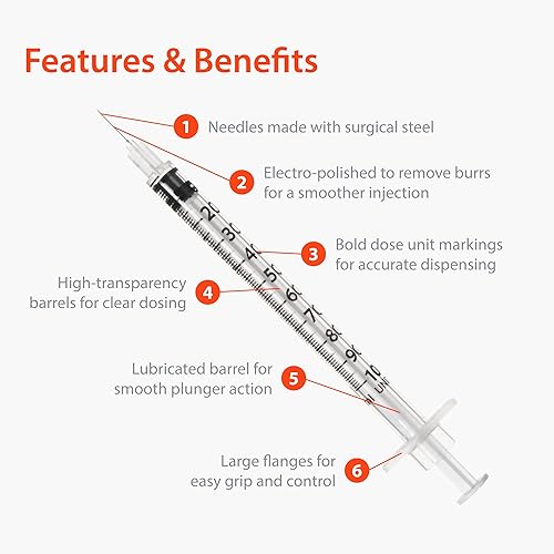 Miniatura 39 de Easy Touch Jeringa de insulina U-100 con aguja, 31G 0.3cc 5/16 pulgadas (0.315 in), caja de 100