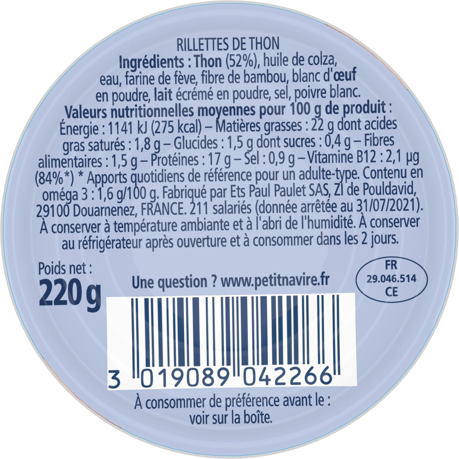 PETIT NAVIRE Rillettes de Thon - Boîte de 220 g - Prêt à tartiner - Conserves de poisson - Format pratique pour apéritifs et recettes - Lot de 3