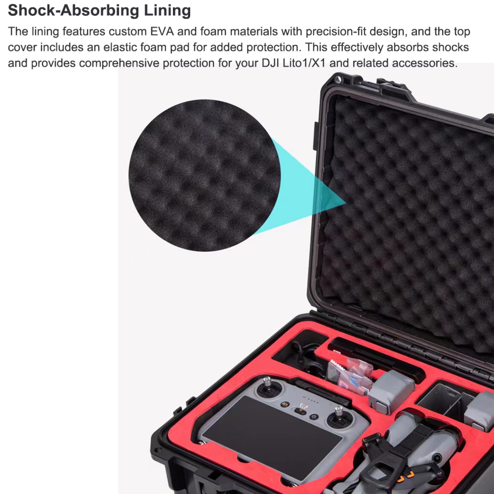 Funda rígida impermeable para DJI Lito1/X1, carcasa de ABS a prueba de golpes para control RC N3 o RC 2, asas portátiles para caja de viaje al aire libre con correa para el hombro