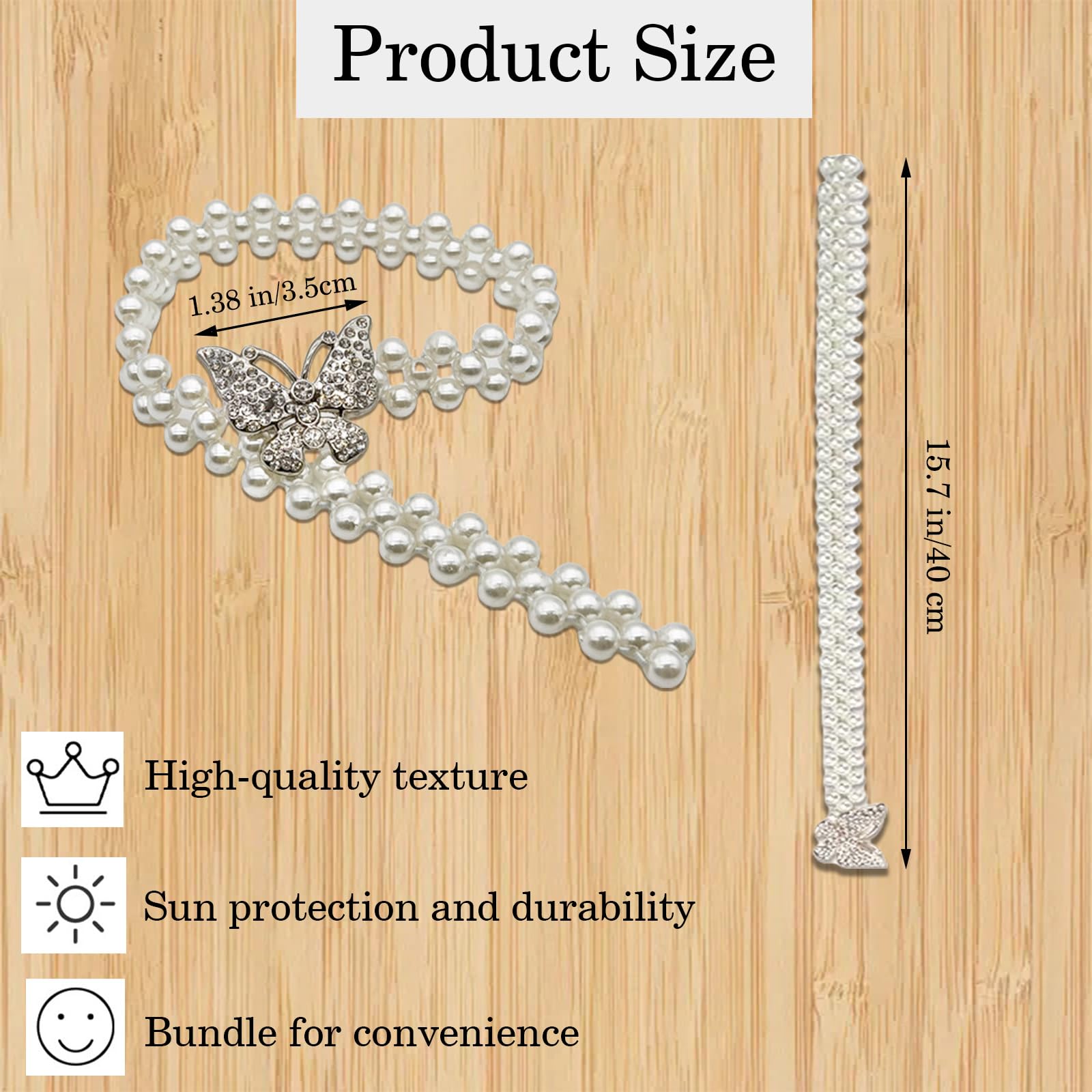 Wumuzai 2 Pack Beaded Pearl Butterfly Elastic Curtain Tiebacks, Decorative Curtain Tie Hold Backs, Boho Farmhouse Curtain Pull Backs Bow, Cute Curtain Buckle Clip Holders for Drape Decor (Gold)